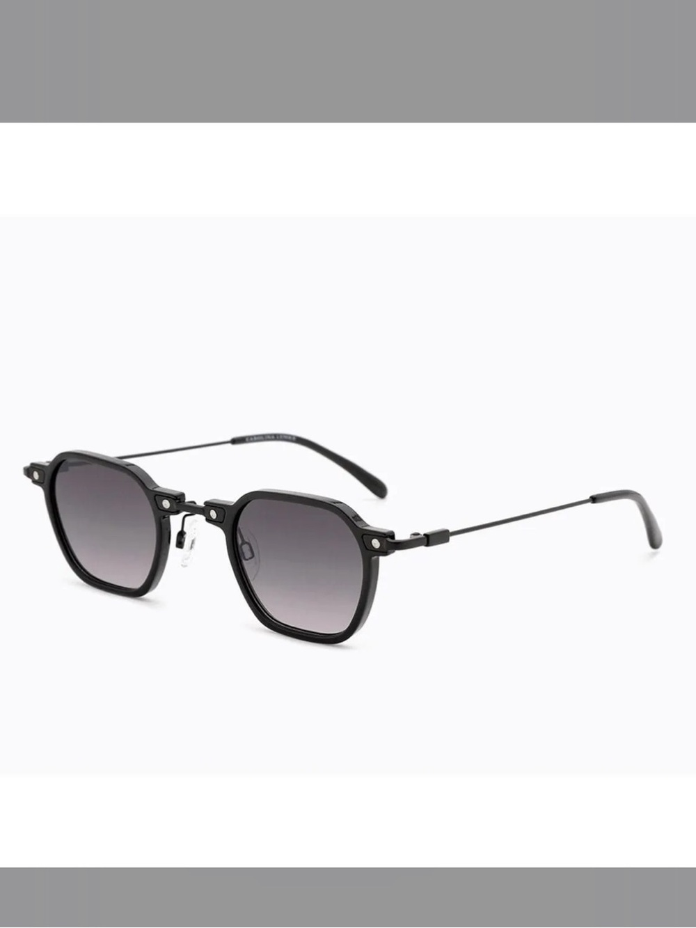 Carolina Lemke Men’s Black Geometric Metal Sunglasses